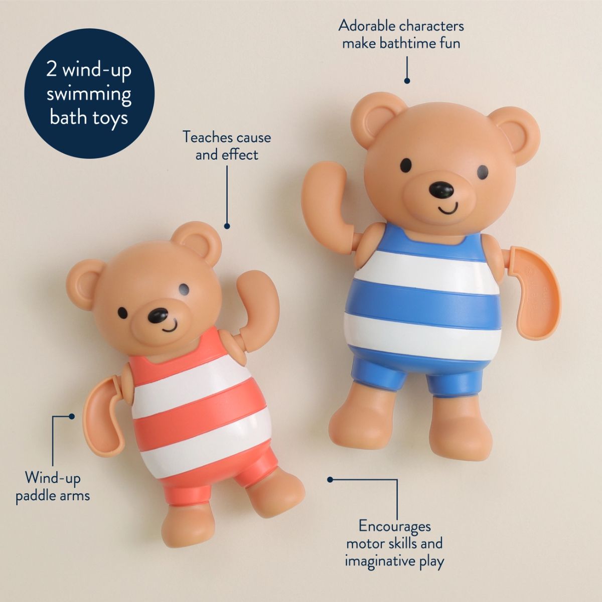 Itzy Ritzy Silly Swimmers Bath Toys 2pk - Bear - Supports Motor Skill Development